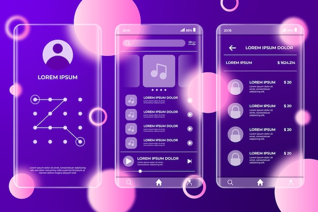 Шаблон мобильного приложения Gradient Glassmorphism