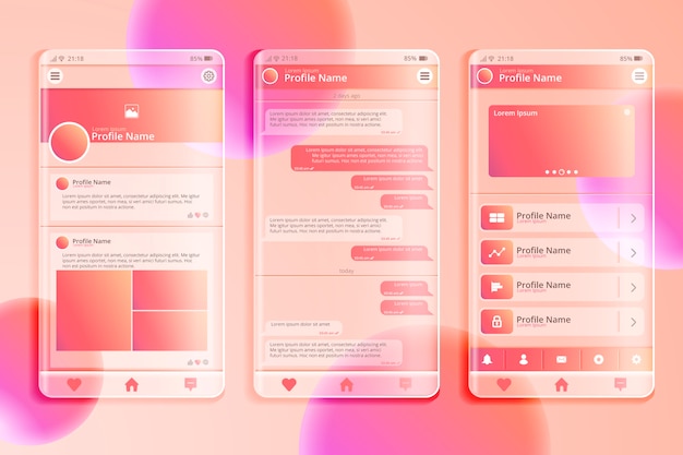 Gradient glassmorphism mobile app template