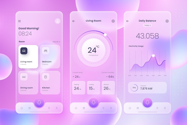 Gradient glassmorphism mobile app template