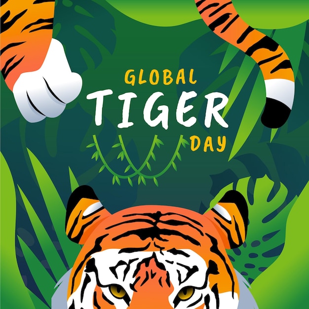 Gradient global tiger day illustration