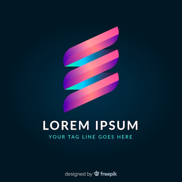 Logotipo geometrico colorato incandescente gradiente