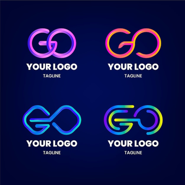 Free vector gradient go logo template set