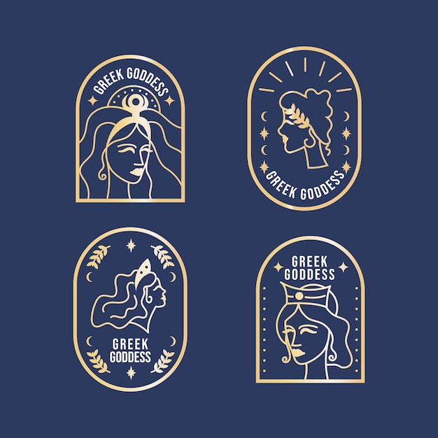 Бесплатное векторное изображение Коллекция логотипов градиентной богини