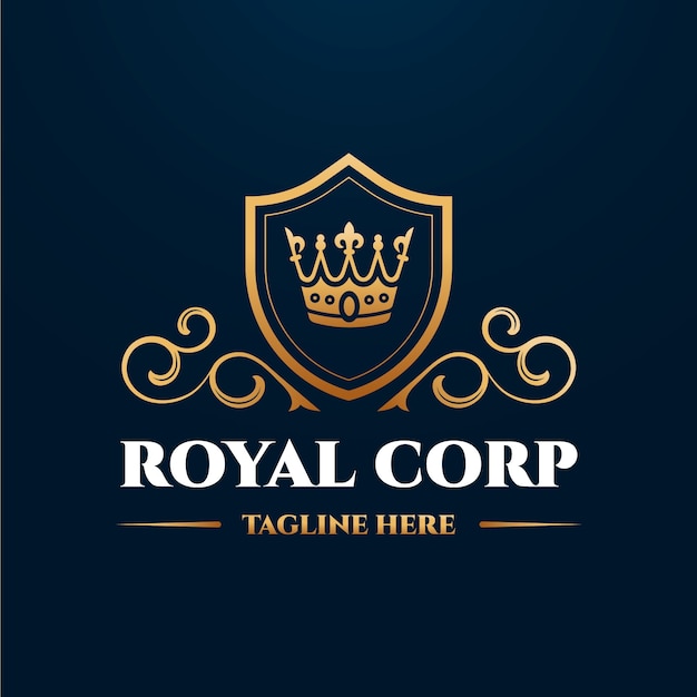 Gradient gold crown logo template