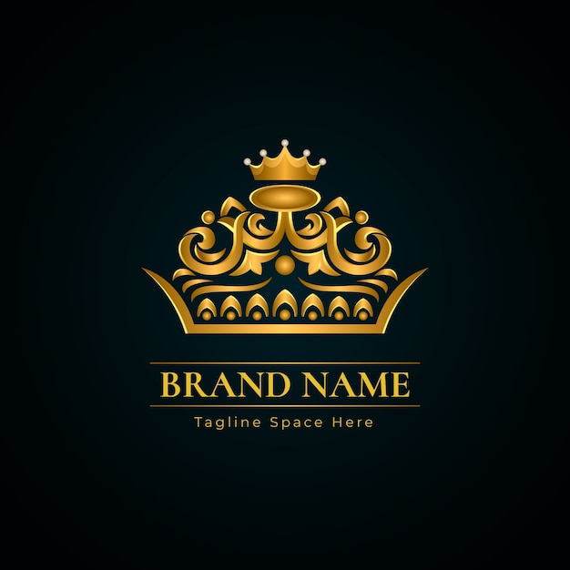 Free vector gradient gold crown logo template