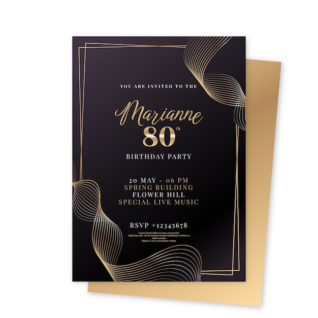 Free vector gradient golden anniversary invitation