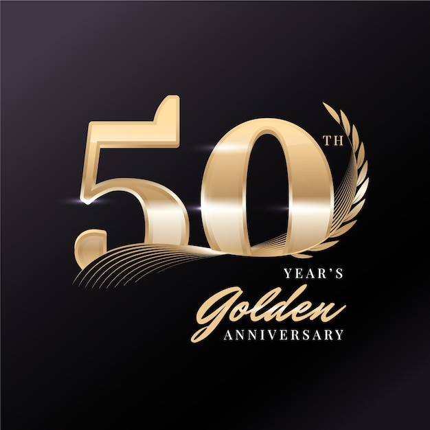 Vettore gratuito logo dell'anniversario d'oro sfumato