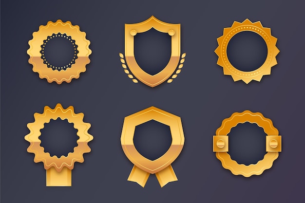 Free vector gradient golden badges collection