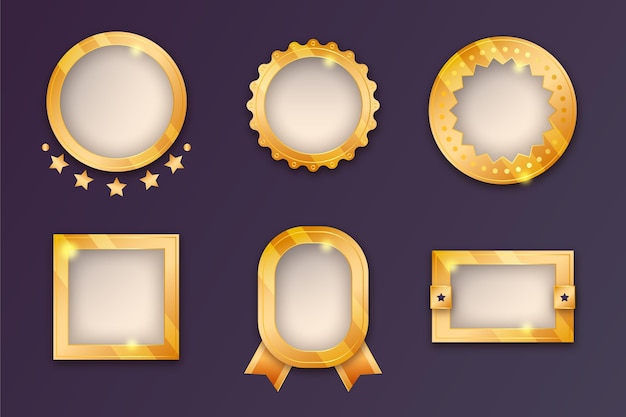 Free vector gradient golden badges collection