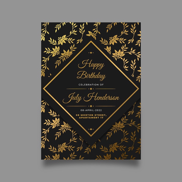 Free vector gradient golden birthday invitation