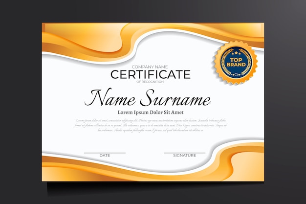 Бесплатное векторное изображение Градиент золотой сертификат