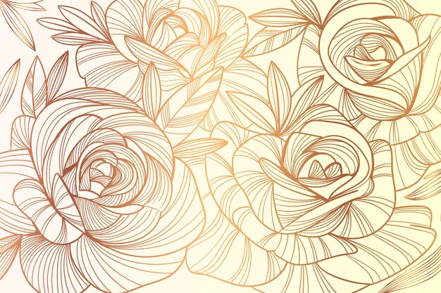 Gradient golden floral background