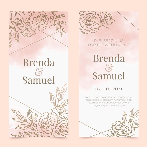 Free vector gradient golden floral wedding invitation