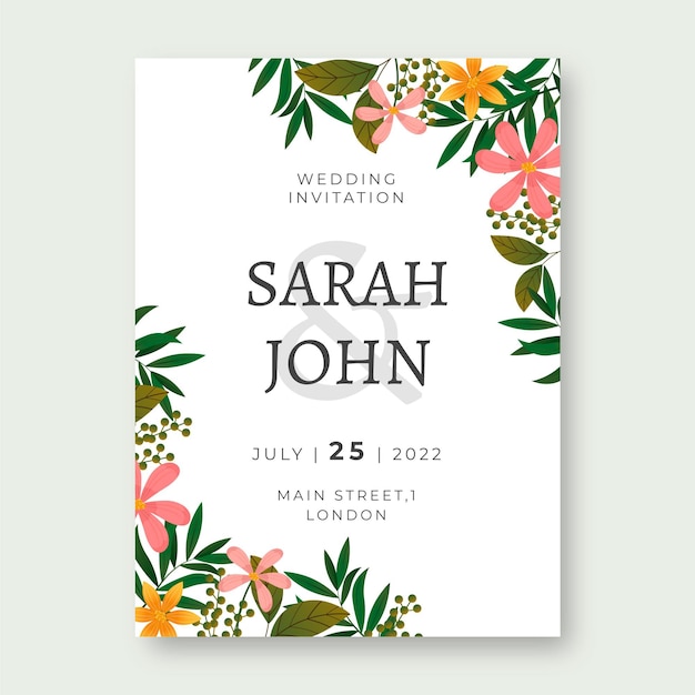 Free vector gradient golden floral wedding invitation