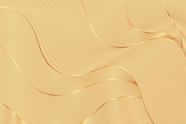 抽象的なベージュの波とグラデーションの金色の線形背景
