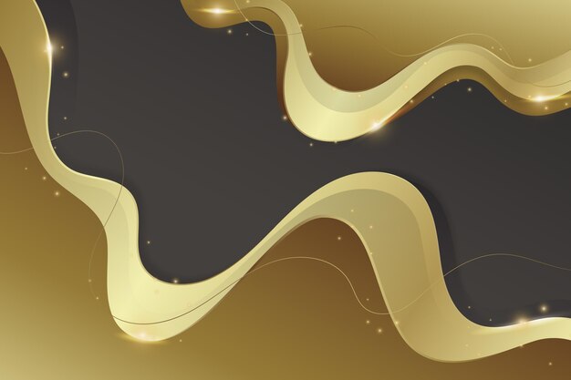 Gradient golden linear background with abstract waves