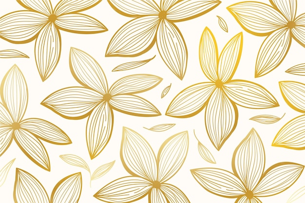 Gradient golden linear background with beautiful flowers