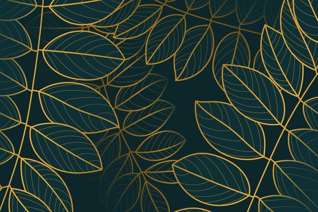 Gradient golden linear background with branches