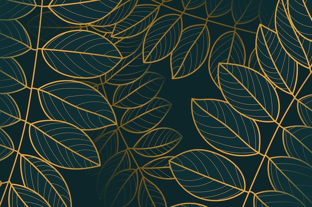 Gradient golden linear background with branches