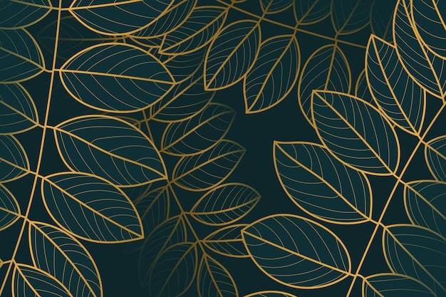 Градиент золотой линейный фон с ветвями