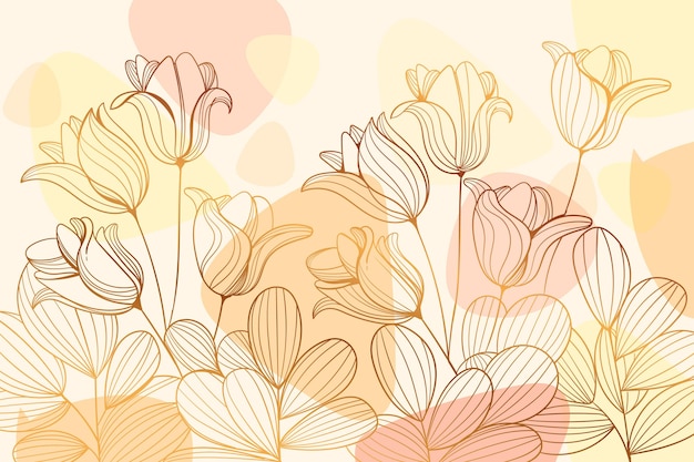 Gradient golden linear floral background