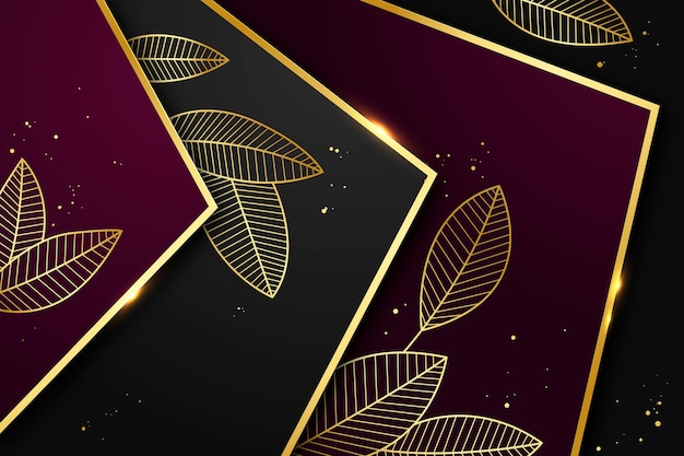 Gradient golden luxury background with leaves