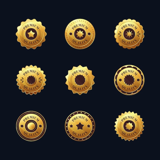 Free vector gradient golden luxury badges collection