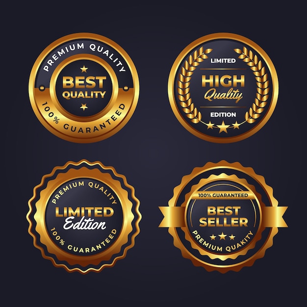 Gradient golden luxury badges collection