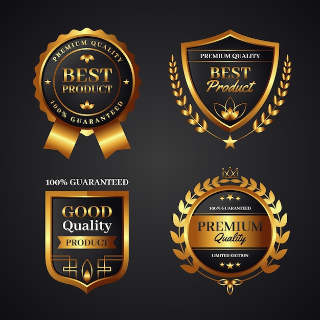 Free Vector  Realistic golden luxury badges collection