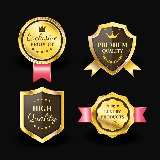 Gradient golden luxury badges set