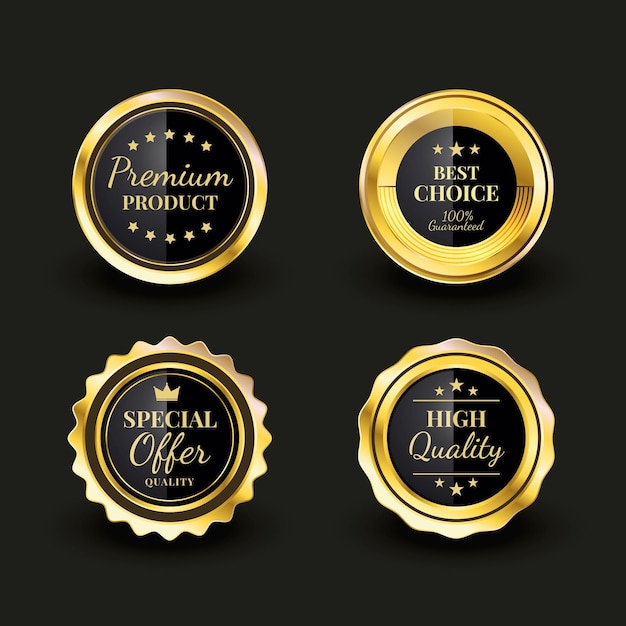 Free vector gradient golden luxury badges set