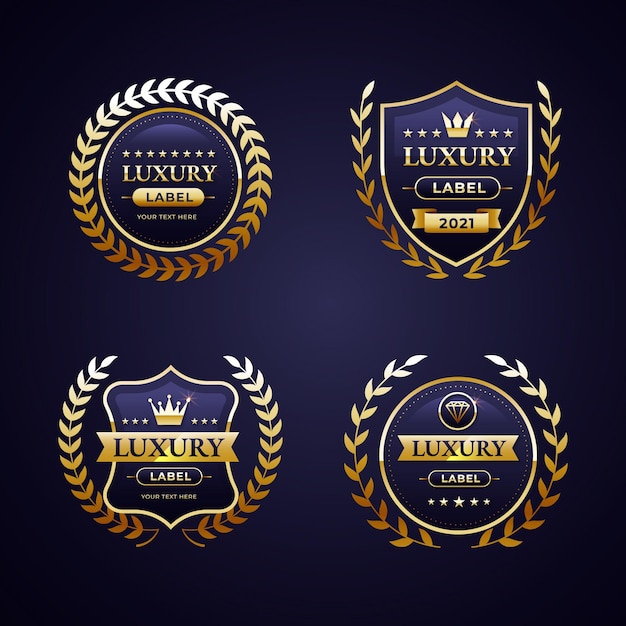 Gradient golden luxury badges set