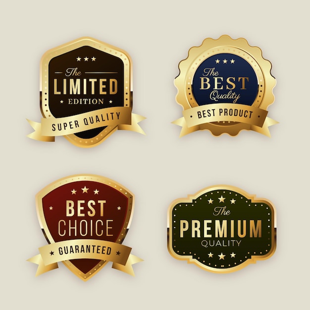 Free vector gradient golden luxury badges