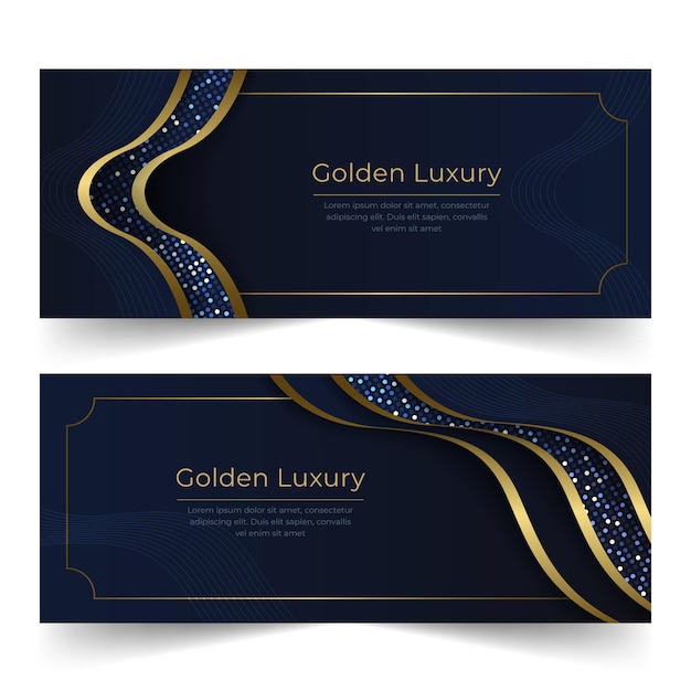 Free vector gradient golden luxury banners set