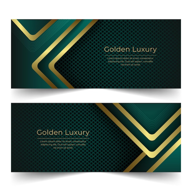 Gradient golden luxury banners set