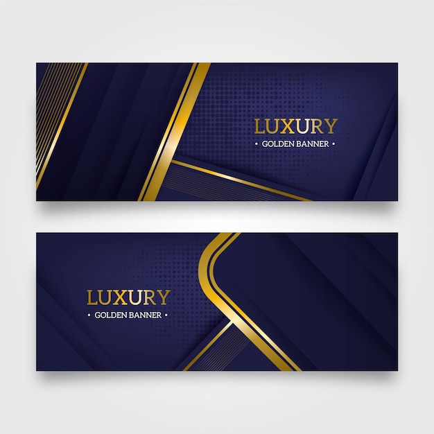 Free vector gradient golden luxury banners set