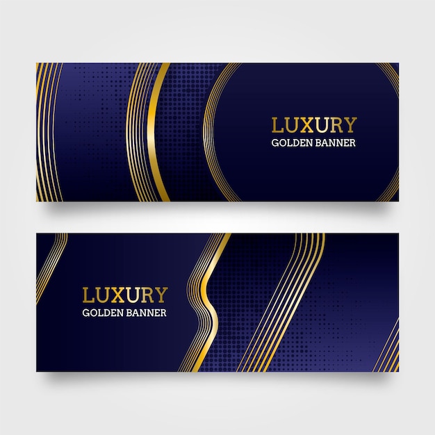 Gradient golden luxury banners set