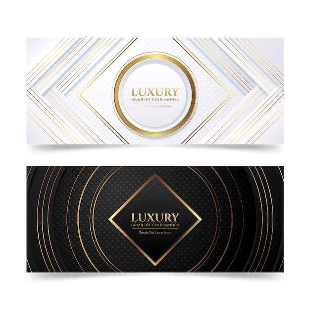 Free vector gradient golden luxury banners set