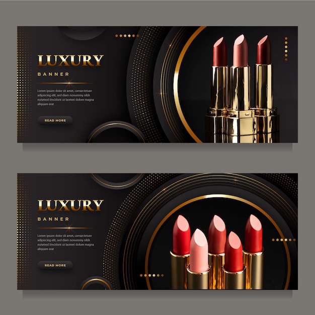 Gradient golden luxury banners with photo