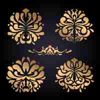 Free vector gradient golden luxury baroque style ornament set