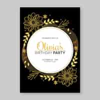 Free vector gradient golden luxury birthday invitation template