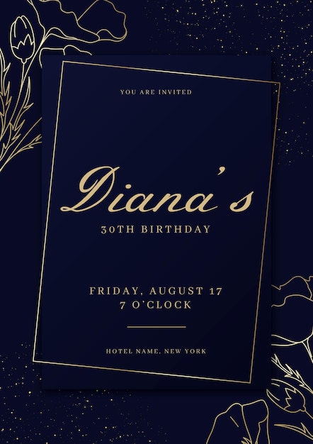 Free vector gradient golden luxury birthday invitation template