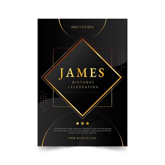 Free vector gradient golden luxury birthday invitation template