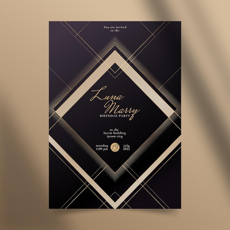 Free Vector gradient golden luxury birthday invitation template