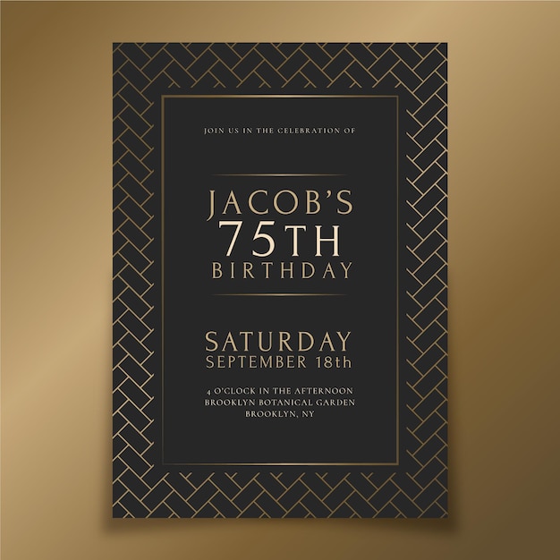 Free vector gradient golden luxury birthday invitation