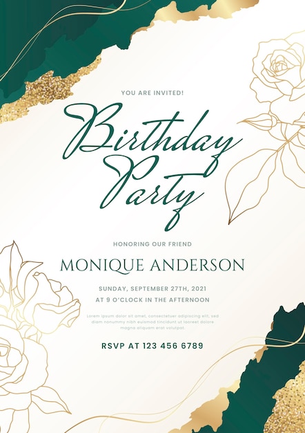 Free vector gradient golden luxury birthday invitation