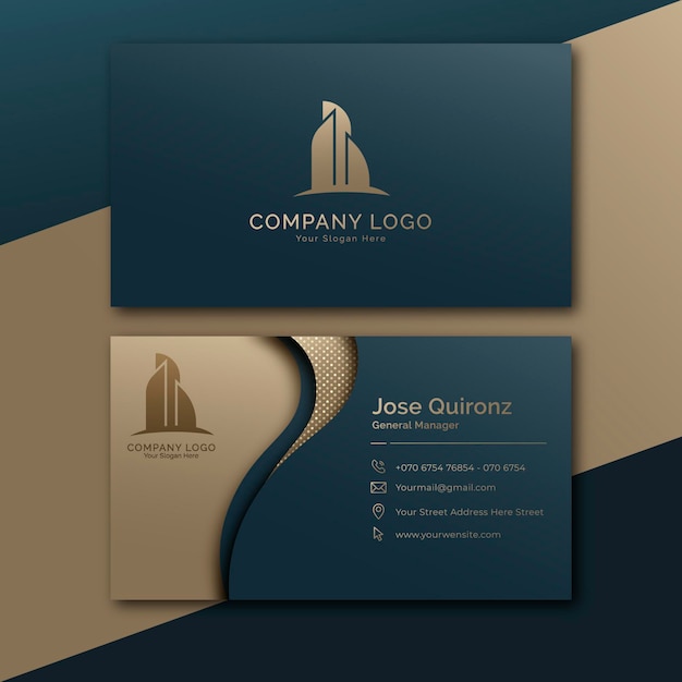 Gradient golden luxury business card template