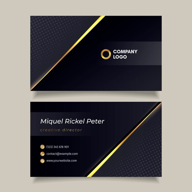 Gradient golden luxury business card template