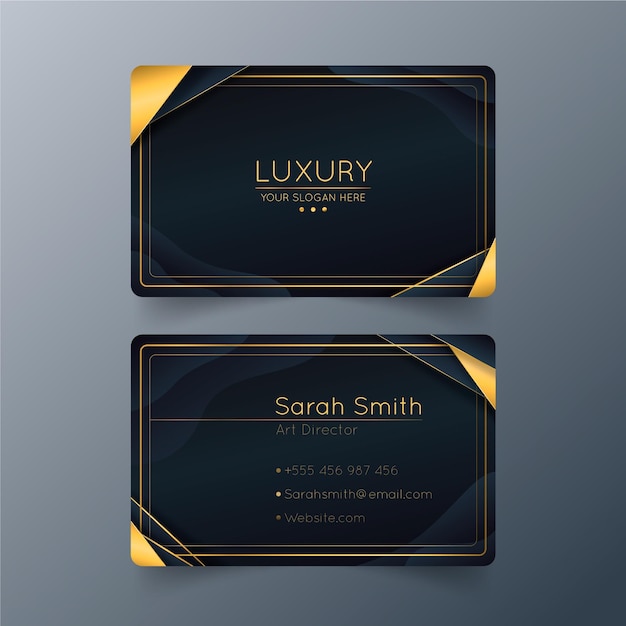 Free vector gradient golden luxury business card template