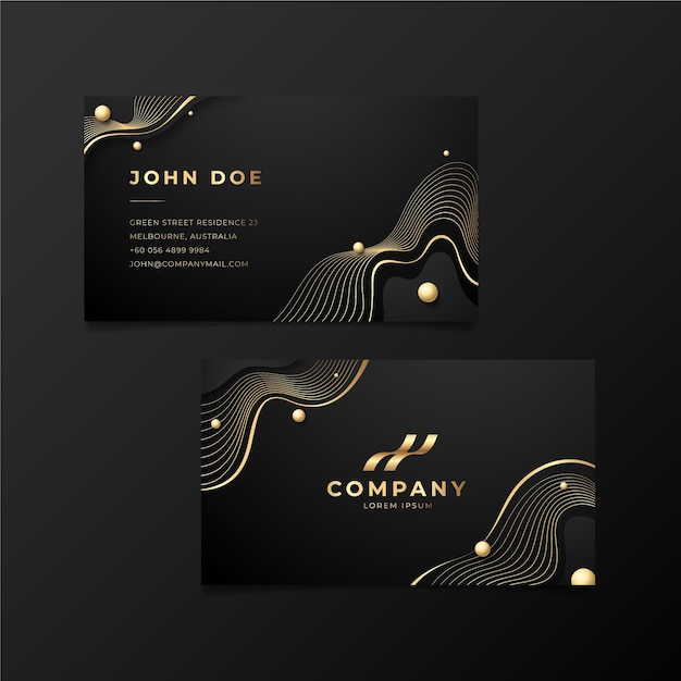 Free vector gradient golden luxury business cards template